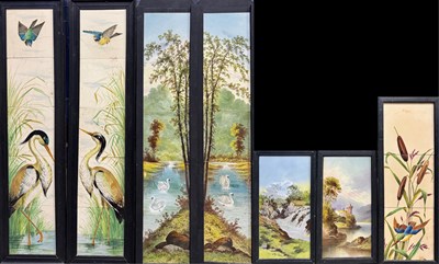 Lot 98 - A collection of Victorian painted tiles and...