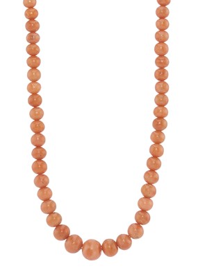 Lot 113 - An early 20th century coral bead necklace, with 9ct gold clasp