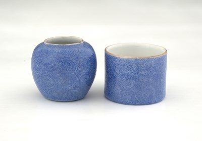 Lot 447 - Two Chinese porcelain bird feeders, Qianlong...