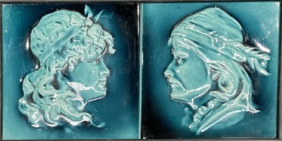 Lot 278 - Maw and Co., a pair of majolica glazed relief...