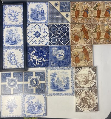 Lot 106 - Victorian printed tiles including George...