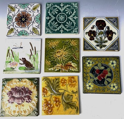 Lot 105 - Victorian moulded tiles, including Brown...