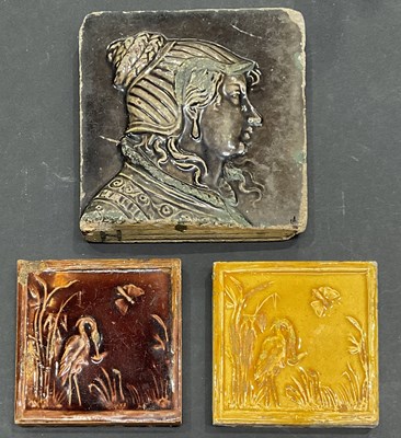 Lot 282 - Three 19th century faience glazed relief...