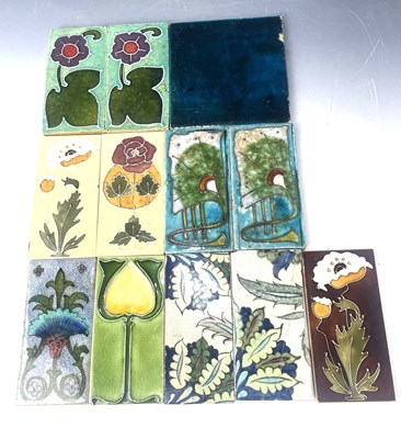 Lot 52 - Arts and Crafts half tiles including Corn...