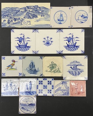Lot 233 - A collection of Delft style blue and white...