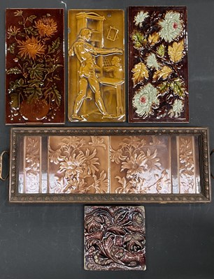 Lot 257 - A collection of majolica glazed intaglio and...
