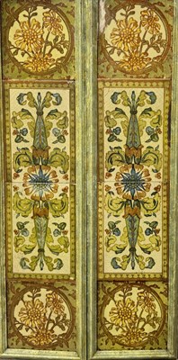 Lot 99 - Two Victorian tile panels, lithographic type...