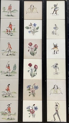 Lot 237 - Packard and Ord, sets of painted series tiles...