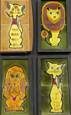 Lot 247 - Four 20th century double tile panels of...