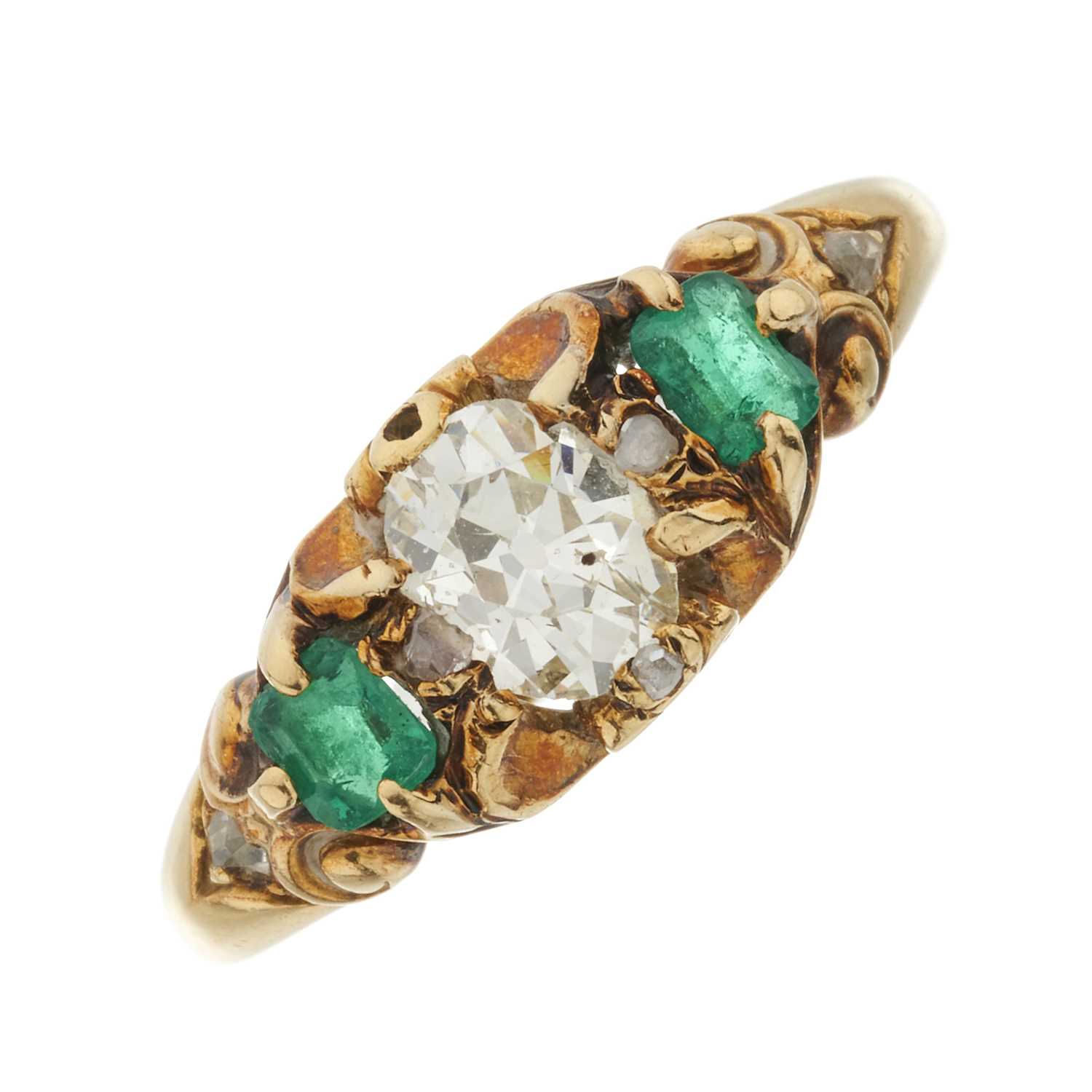Lot 3 - A 19th century gold diamond and emerald dress ring
