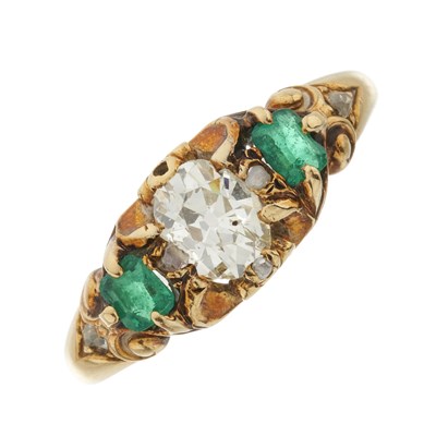 Lot 5 - A 19th century gold diamond and emerald dress ring