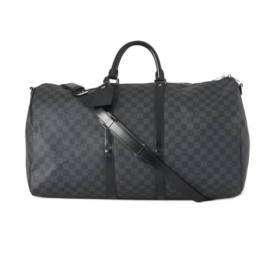 Lot 427 - Louis Vuitton, a damier graphite Keepall Bandouliere 55 luggage bag.