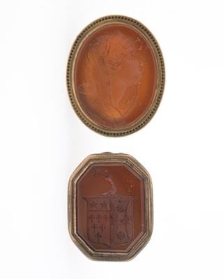 Lot 5 - Two George III gold coloured metal seal fobs,...