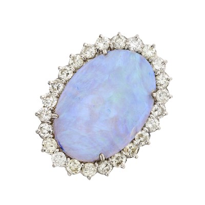 Lot 140 - A mid 20th century 18ct gold opal and diamond cluster ring