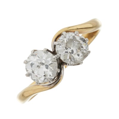 Lot 108 - A mid 20th century 18ct gold and platinum, diamond crossover ring