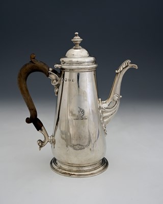 Lot 285 - A George II silver coffee pot, sponsor's mark...