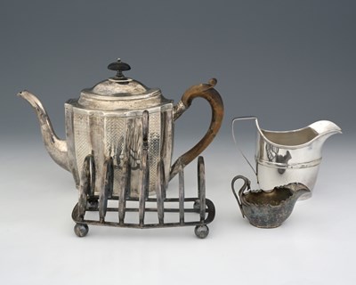 Lot 250 - A George III silver teapot, sponsor's mark...
