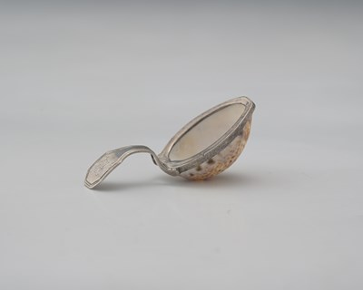 Lot 228 - A George III silver and cowrie shell caddy...