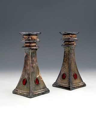 Lot 2 - Liberty, a pair of Arts & Crafts style plated...