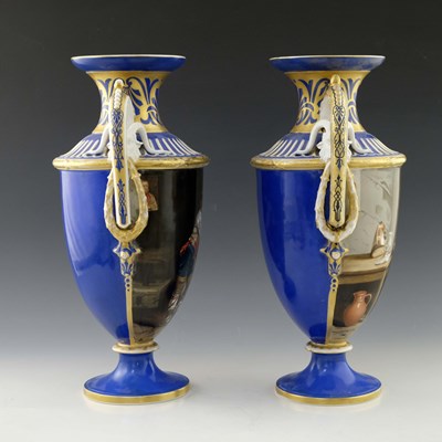 Lot 859 - A large pair of Limoges porcelain vases,...