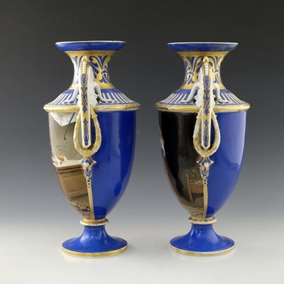 Lot 859 - A large pair of Limoges porcelain vases,...