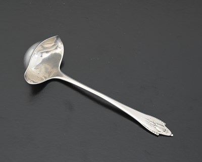 Lot 119 - Georg Jensen, an Akkeleje pattern silver sauce...