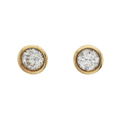 Lot 78 - A pair of gold brilliant-cut diamond single-stone stud earrings