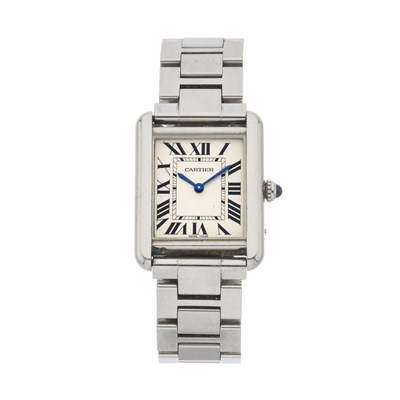 Lot 205 - Cartier, a stainless steel Tank Solo bracelet watch