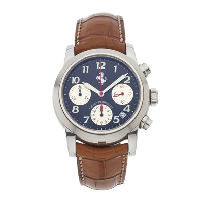 Lot 212 - Girard-Perregaux, a stainless steel chronograph wrist watch 'manufacturé spécialement pour Ferrari'