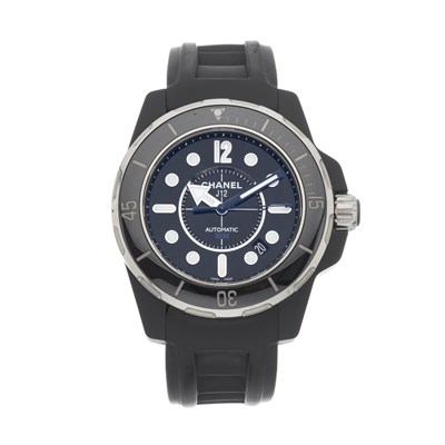 Lot 209 - Chanel, a ceramic and steel J12 Marine wrist watch