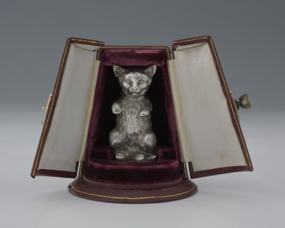 Lot 298 - A cased Victorian silver novelty pepper pot,...