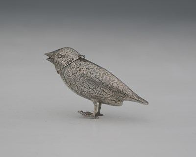 Lot 94 - A Victorian novelty silver bird-form box,...