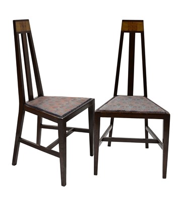 Lot 437 - A pair of Glasgow school mahogany hall chairs...
