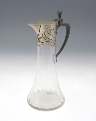 Lot 141 - WMF, a Jugendstil silver plate mounted glass...