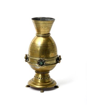 Lot 478 - A Gothic Revival Benham & Froud brass vase,...