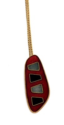 Lot 75 - A German cloisonne enamelled metal pendant...