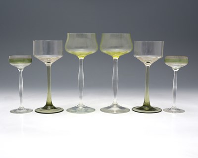 Lot 567 - Six Secessionist wine and liqueur glasses,...
