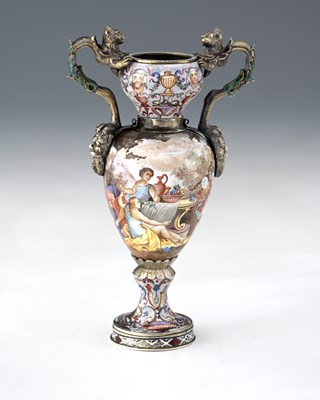 Lot 23 - A twentieth-century Continental enamelled vase,...