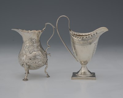 Lot 163 - Two eighteenth-century silver cream jugs, to...