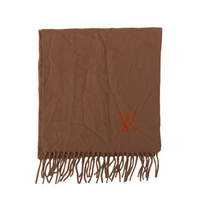 Lot 457 - Louis Vuitton, a brown cashmere printed scarf.