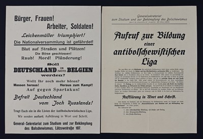 Lot 253 - Anti-Bolshevik League posters, two WWI...