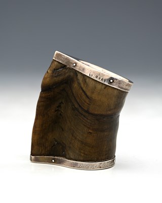 Lot 280 - A Victorian silver-mounted ibex horn cup, by...