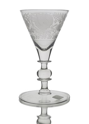 Lot 528 - A Silesian engraved Facon de Venise wine glass,...