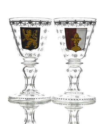 Lot 538 - A pair of Bohemian enamelled Heraldic wine...