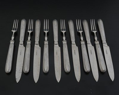 Lot 235 - A set of six George VI silver dessert knives...