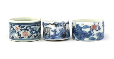 Lot 455 - Three Chinese blue and white Doucai type...