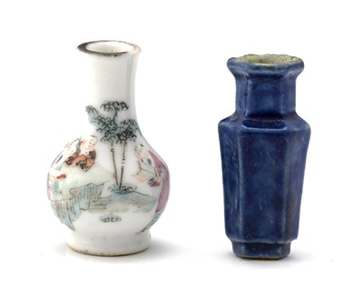 Lot 428 - Two Chinese small bird feeders, modelled as...