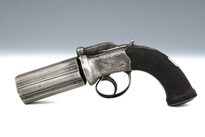 Lot 242 - A Victorian percussion pepper box pistol, six...