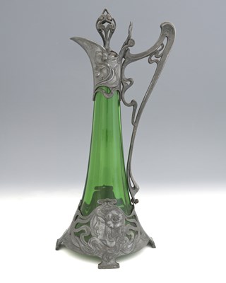 Lot 140 - WMF, a Jugendstil silver plate mounted glass...