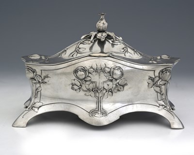 Lot 146 - WMF, a Jugendstil silver plated jewel casket,...